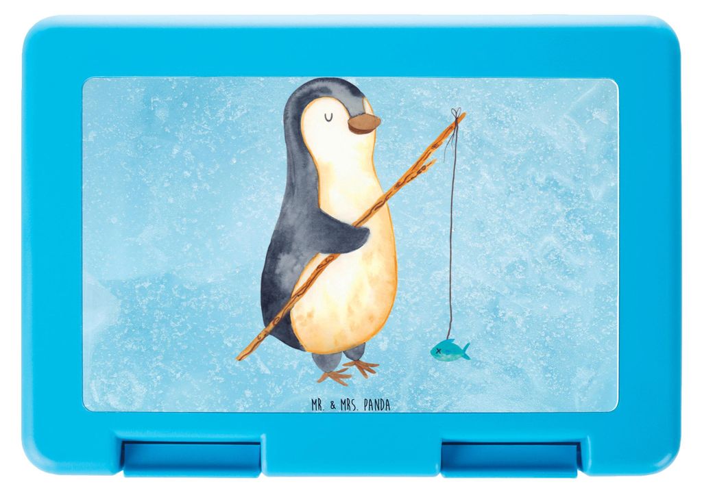 Mr. & Mrs. Panda Picknickbox Pinguin Angler - Eisblau - Geschenk, Lunchbox, Motivation, Essensbox, Plan, Urlaub, Snackbox, Geschenkidee, Bento Box,...
