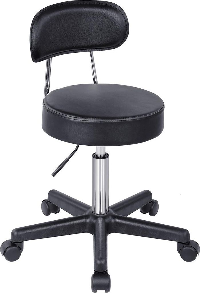 Schwarzer Arbeitshocker mit Rollen