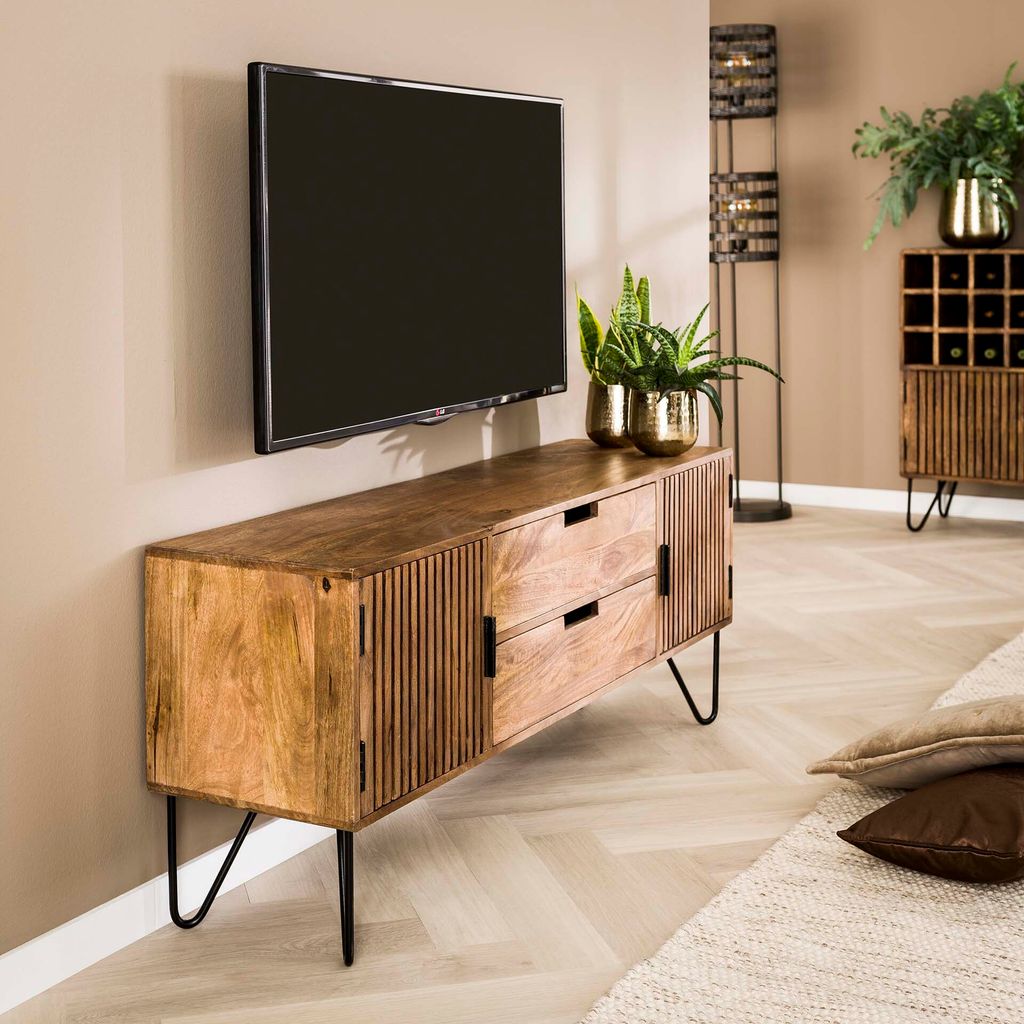 Hoyz - TV-Schrank Tweak - Massives Mangoholz - TV-Schrank - 135x35x55