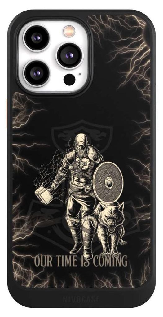 NIVOCASE Hülle für Apple iPhone 14 Pro Max Handyhülle NIVOcore Case Schwarz Serienmotiv Vikings Wikinger