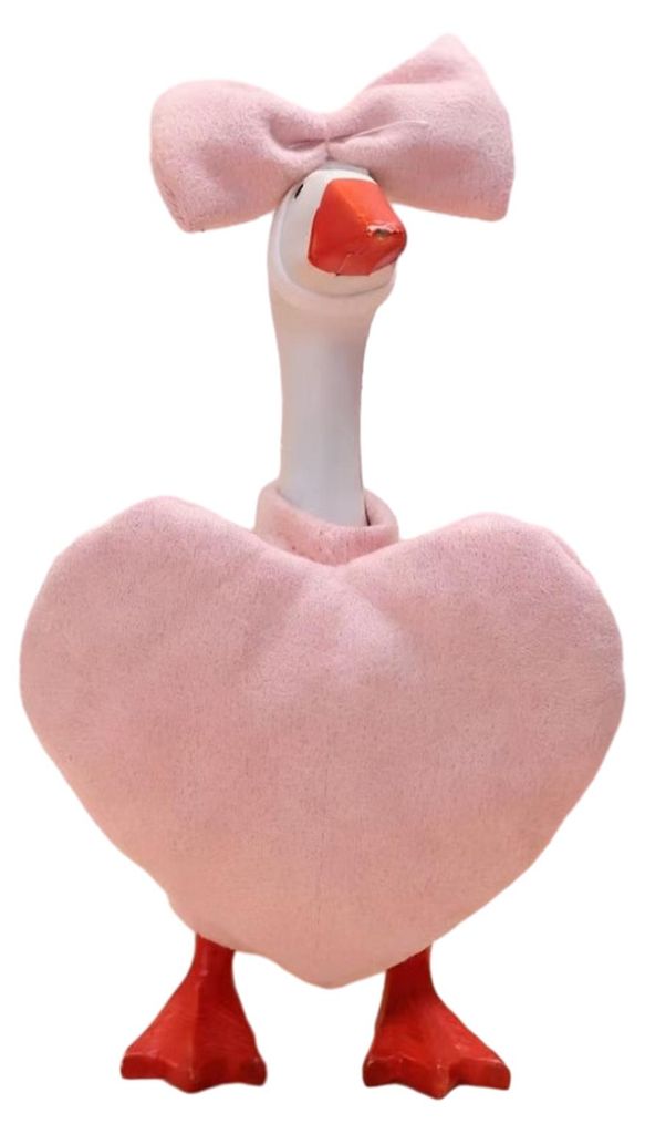 Set Valentinstags-Gänsekostüm für Veranda, Garten, Rasen, Hof, Gänsestatue, Samtschleife, Liebesherz-Kostüm, Festtags-Verkleidung