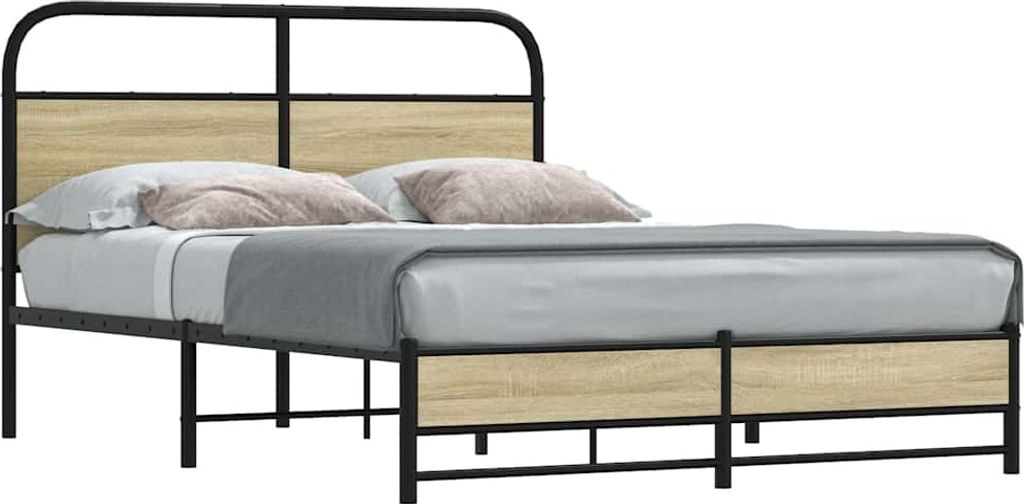 Möbel Bettgestell ohne Matratze 120x190 cm Sonoma-Eiche Holzwerkstoff - Bettrahmen 4100425