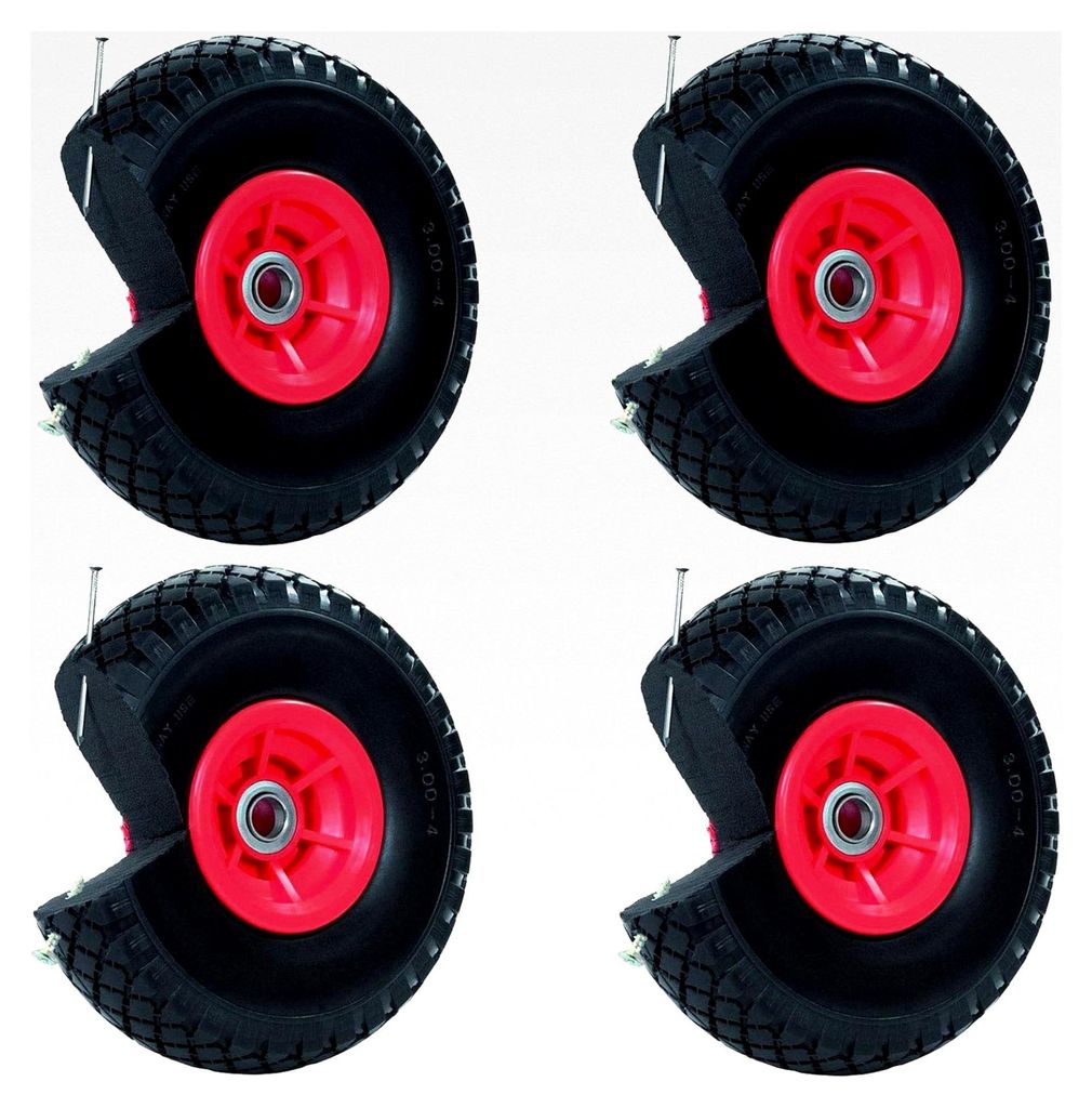 4x pannensichere Sackkarrenräder 60mm Nabenlänge Ø 20mm 260x85 mm 3.00-4 PolyurethanErsatzrad