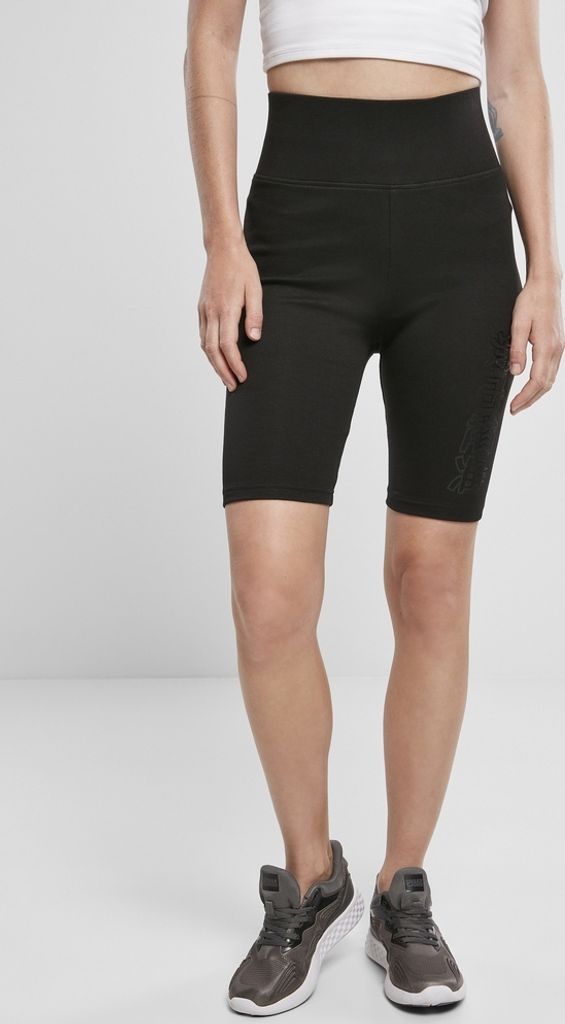 Urban Classics TB4087 | Ladies High Waist Branded Cycle Shorts Radlershorts Damen - Farbe: Black/Black - Größe: 5XL