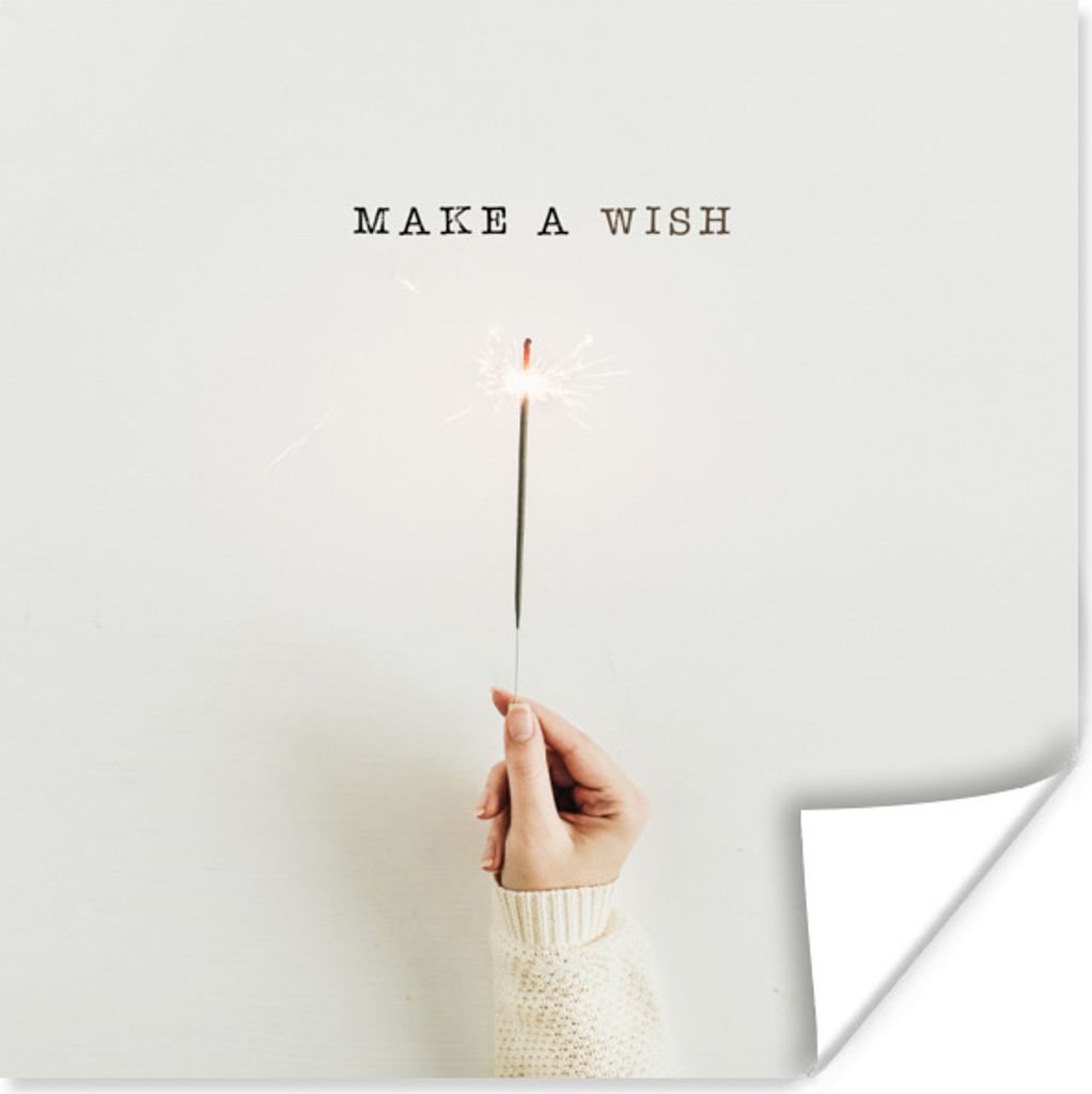 MuchoWow Poster Winter - Zitat - Feuerwerk Sterne 100x100 cm - Babyzimmer