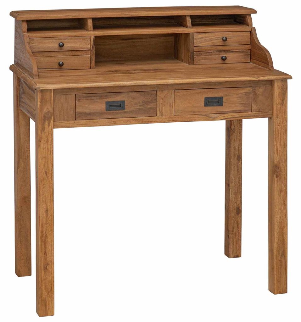 vidaXL Schreibtisch Natur 89,5 x 49,5 x 100 cm Massivholz Teak