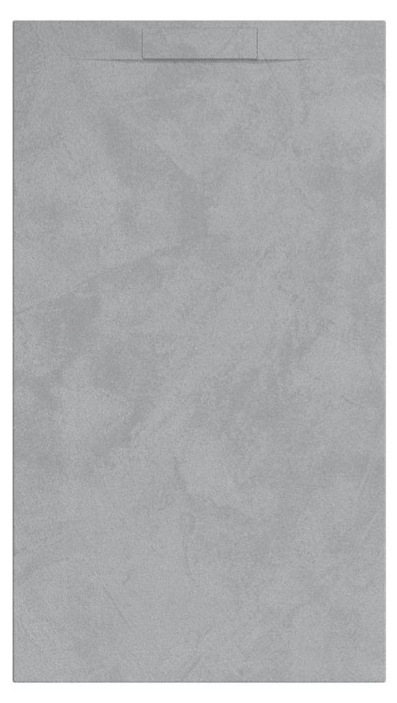 Mineralguss-Duschwanne extra flach Spachteloptik KORAL grau 70x100 cm Auslaufschutz in Farbe