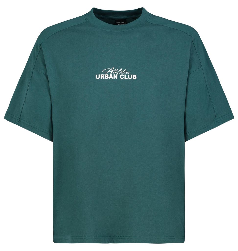 Sublevel Kurzarmshirt Rundhalsausschnitt Spruch Oversized Look Größe: XXL