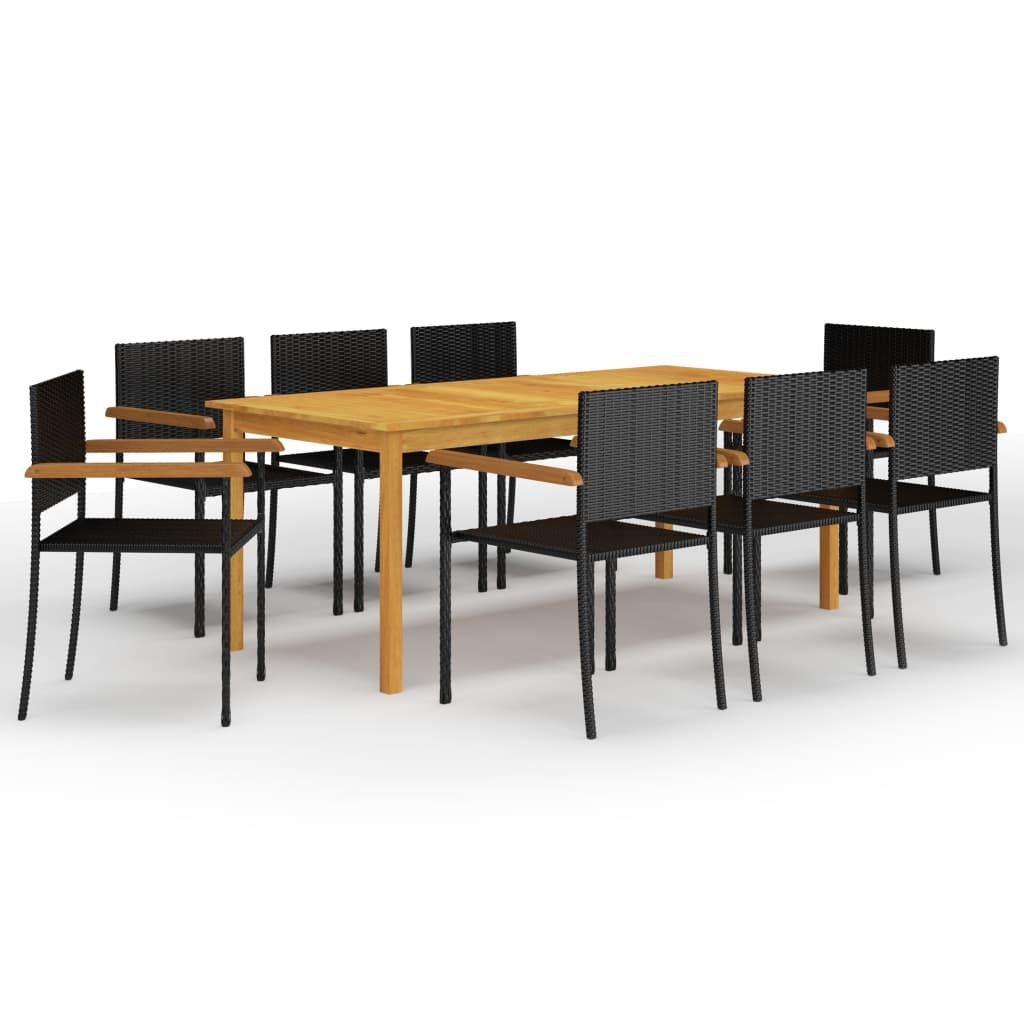 The Living Store 9-tlg. Garten-Essgruppe Schwarz Produktbild 