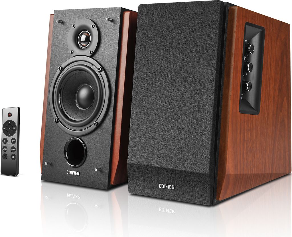 Edifier R1700BTs Aktive Bluetooth 5.0 Studiomonitore 2.0 (66W RMS, Subwoofer-Ausgang, Holzgehäuse)