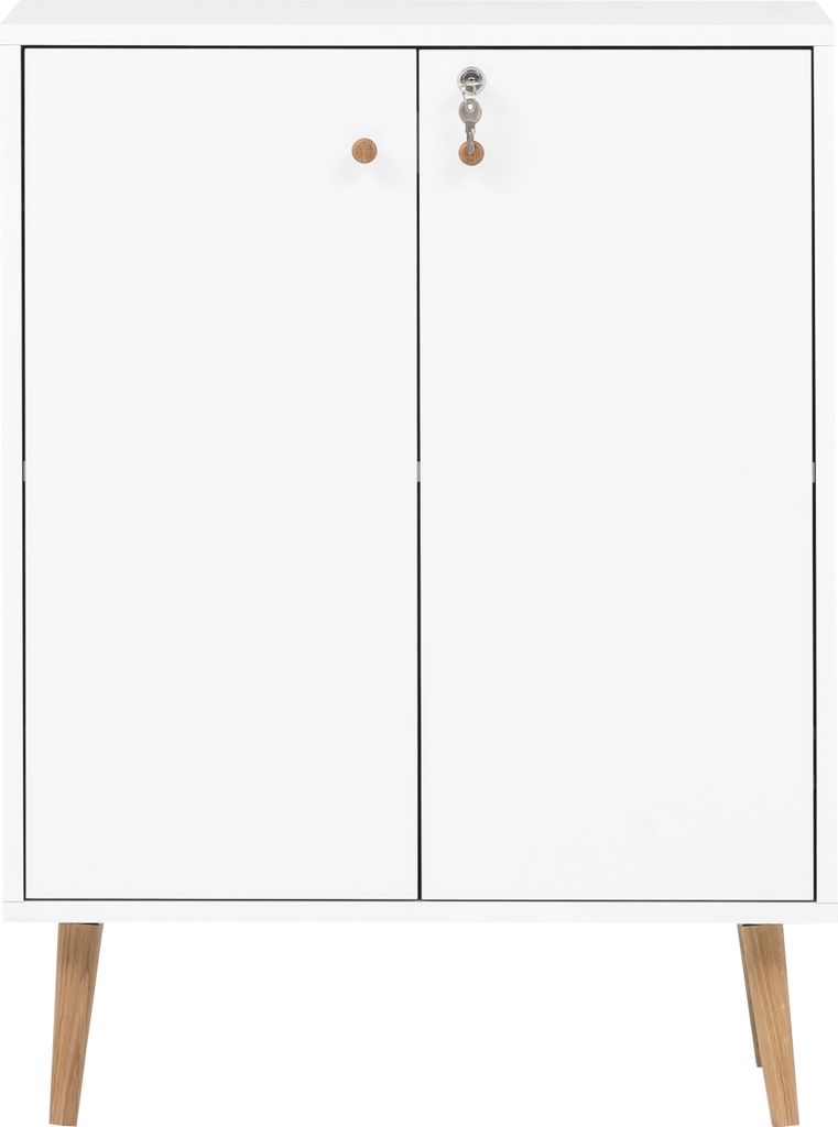 Möbelpartner Aktenschrank Grizzly | HxBxT 86x40x40cm | 2 Fächern & 2 abschließbare Flügeltüren | Weiß