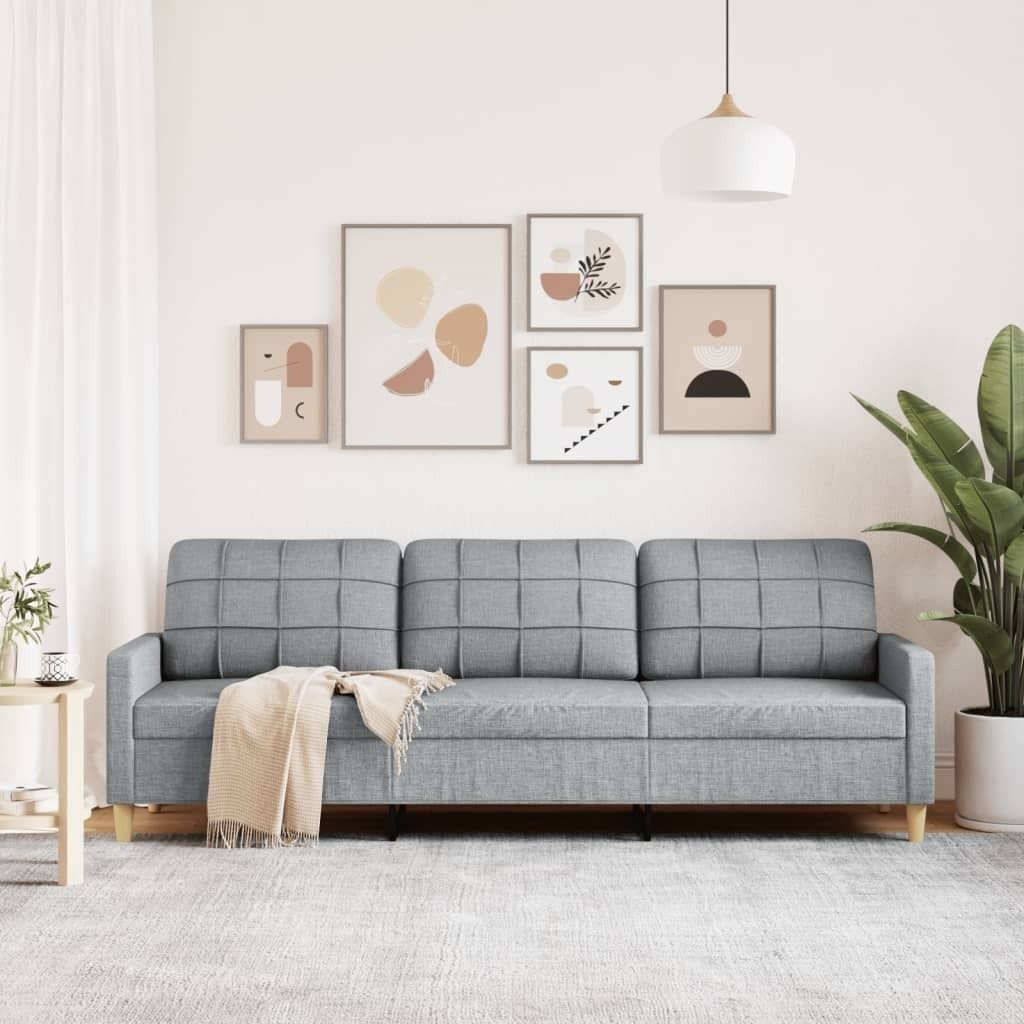 ZMH 3-Sitzer-Sofa Hellgrau 210 cm Stoff