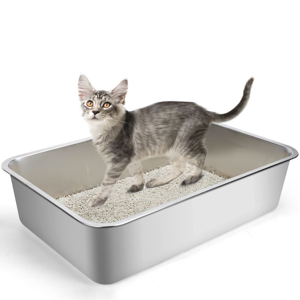 Nobleza Katzentoilette Edelstahl, Rostfrei, Antihaft Glatte Oberfläche,60x40x15cm