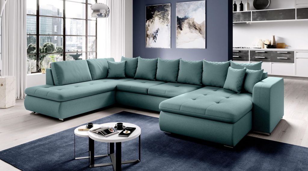 Sofagarnitur für U DAFNI - türkis, linke Ecke