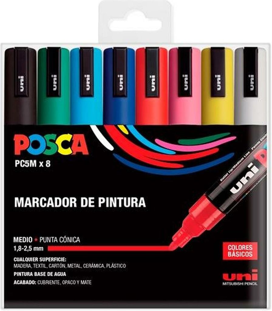 Set di pennarelli Uni-Ball POSCA Basic PC-5M colorati 8 Immagine del prodotto 