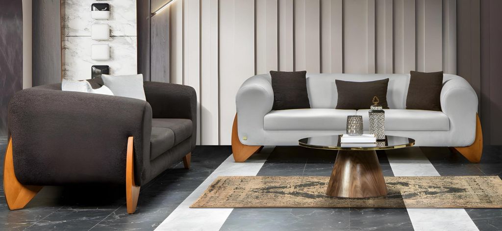 Moderne Sofagruppe Sofa Couch Sitzgarnitur Polstergarnitur Sofaset 3+3+1