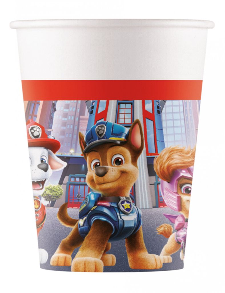 Procos 93508 - Party-Becher Paw Patrol The Movie, max. Füllmenge 200 ml, 8 Stück, Einwegbecher aus Papier, Kindergeburtstag, Party-Geschirr, Mix