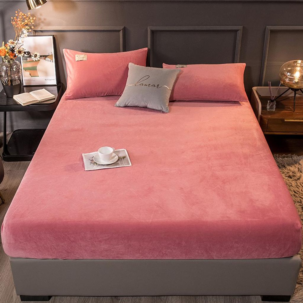 Winterplüschiges, warmes und kuscheliges Spannbettlaken aus Frottee, einfarbig, für hohe Matratzen