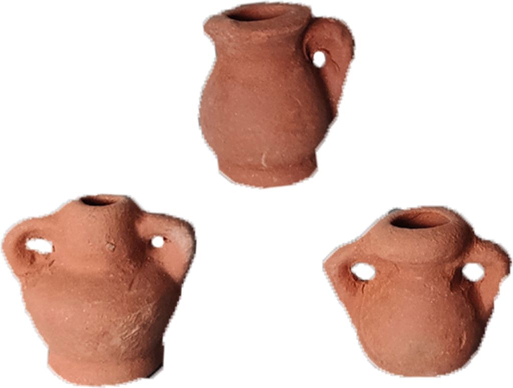 3x FADEDA Tonkrüge / Höhe:2 cm / handbemalt / detailgetreue Krippen Figuren - Weihnachten Tisch Dekoration Krippe Zubehör