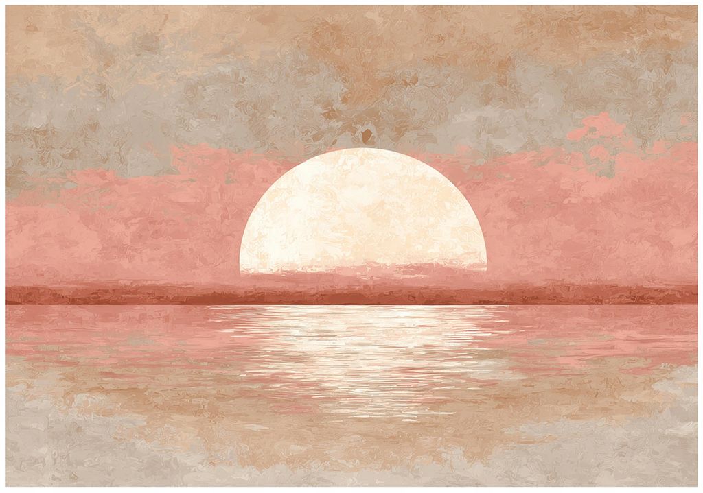 Fototapete Abstrakt Beton Sonne - 350x250 cm - Vliestapete Wohnzimmer Schlafzimmer - Vlies Fototapete Rosa - 16404VX7