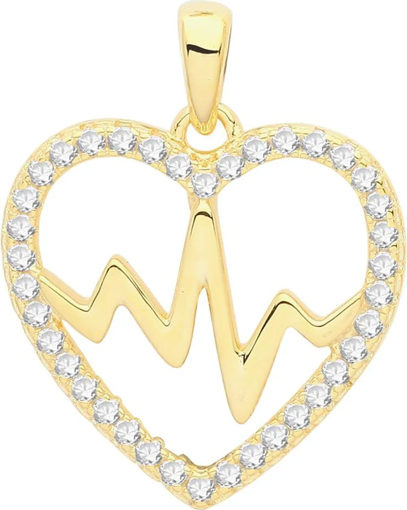 Pendentif Coeur Scintillant Argent 925 Oxyde de Zirconium 23mm