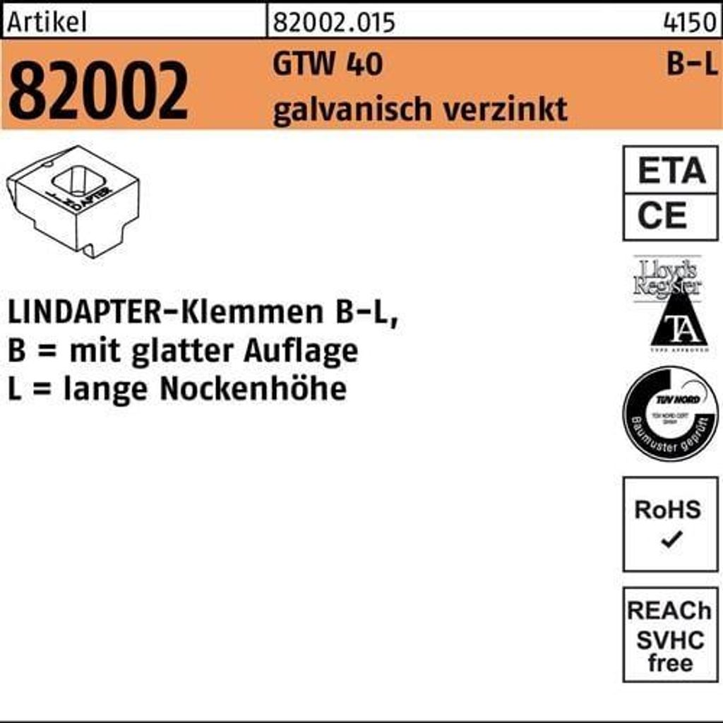 Klemmen R 82002 GTW 40 LM 16 / 11,0 galvanisch verzinkt