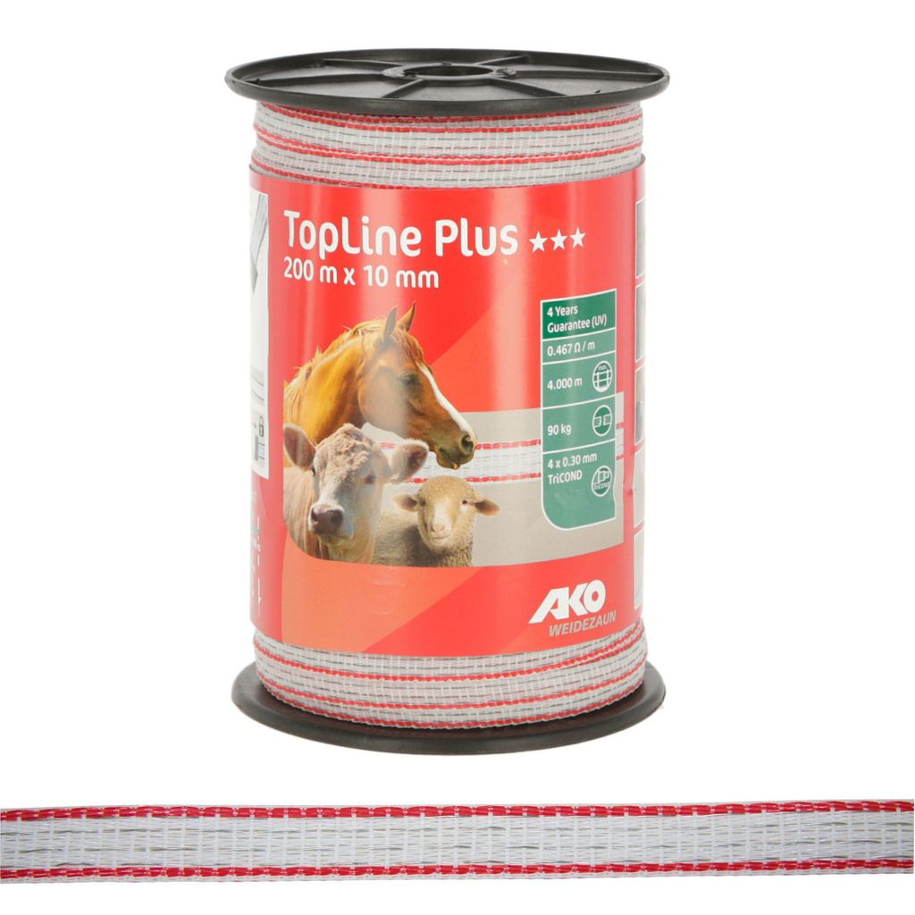 Weidezaunband TopLine Plus TriCOND weiß/rot 10 mm, 0,467 Produktbild 