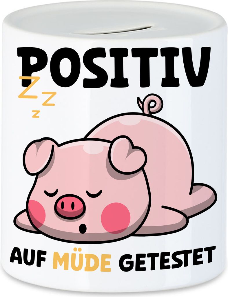 Positiv Auf Müde Getestet Spardose Träumer Langschläfer Bär Schlaftier Decke Wolke Müdigkeit Schlafmütze Schlaf