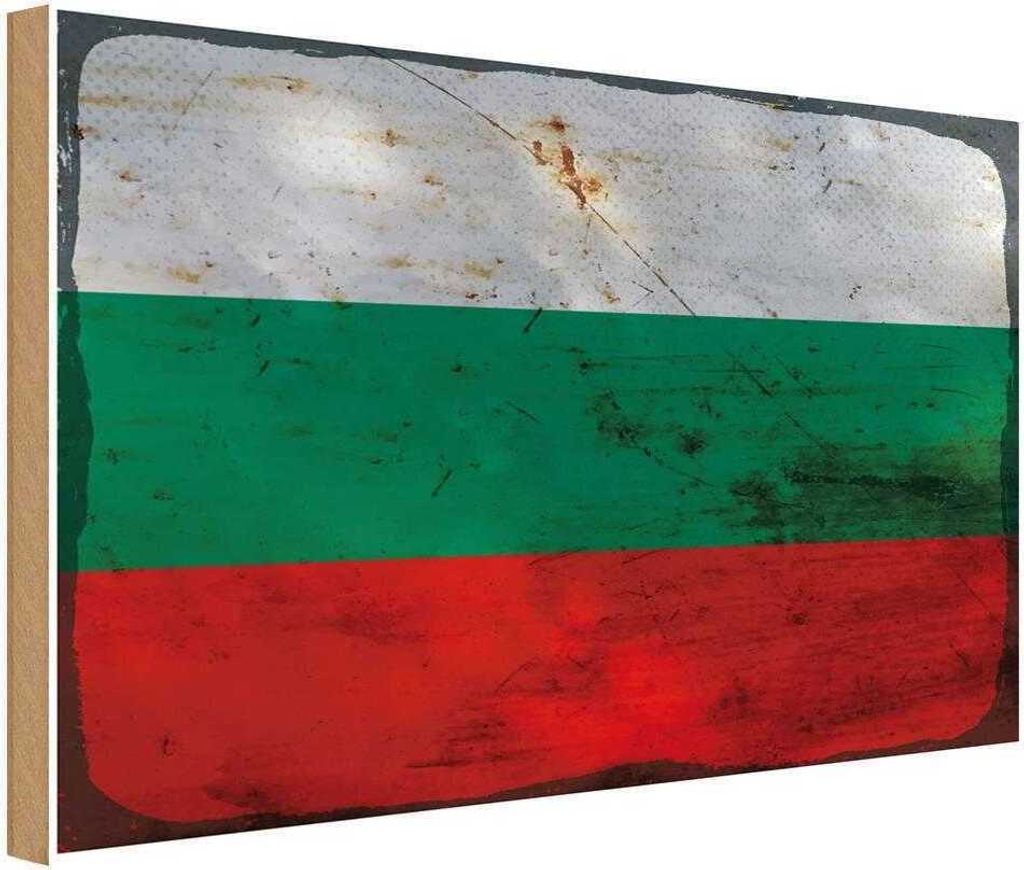 vianmo Holzschild 20x30 cm Bulgarien Bulgaria Rost Flagge Fahne Wappen