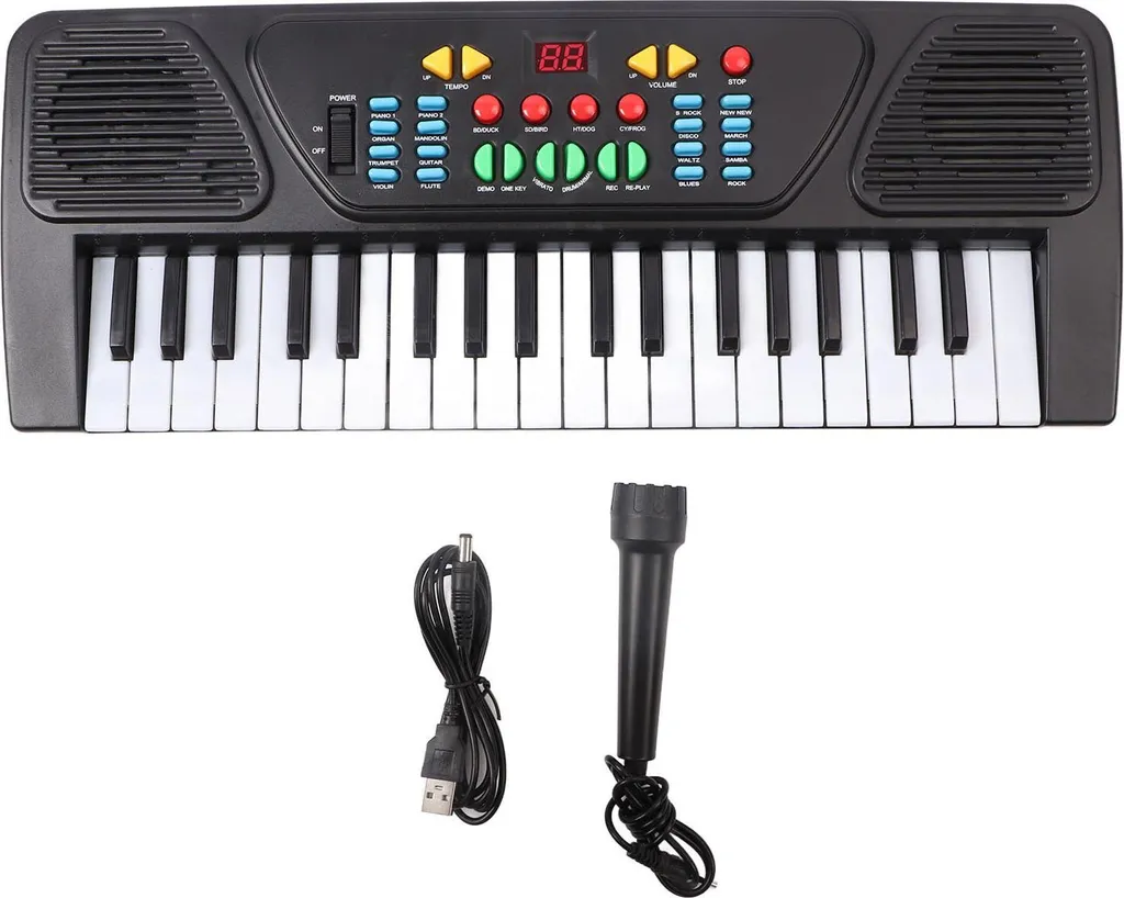 Piano Jouet électronique 37 Touches – Avec Microphone, Effets Sonores, Enregistrement, Portable, Violet, Dès 3 Ans