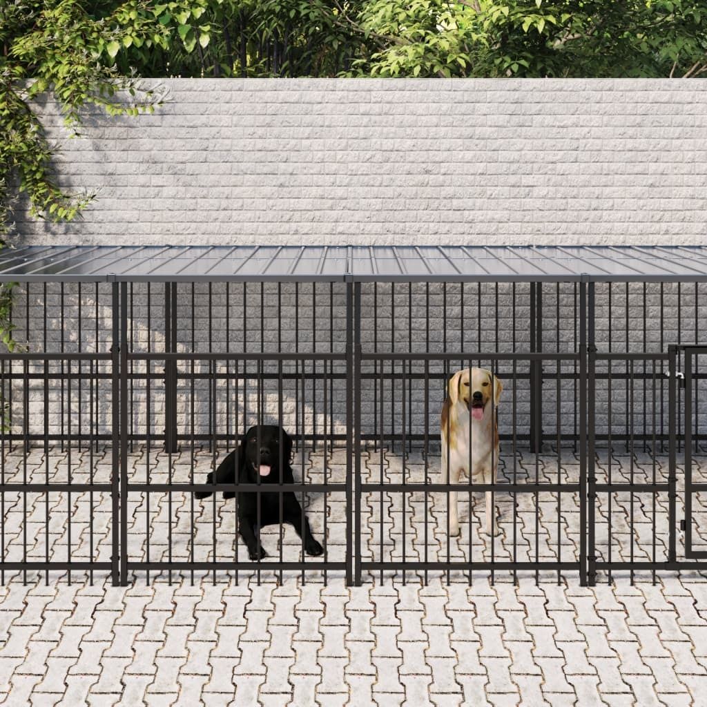 Outdoor-Hundezwinger mit Dach Stahl 11,26 m², Sonstiges Hundezubehör 2024 Neu Design Möbel