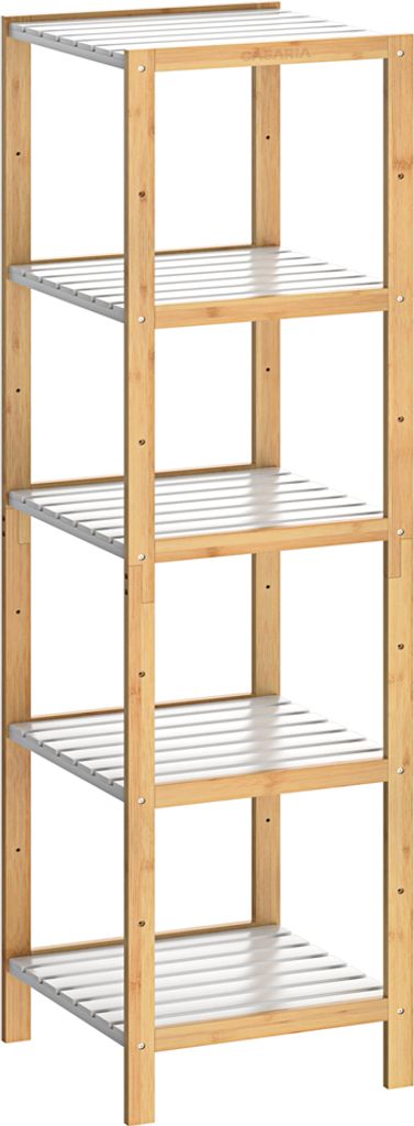CASARIA Badezimmer Regal Bambus Holz 5 Ablagen Belastbarkeit 50kg Küche Wohnzimmer Bad Diele Standregal Holzregal Badregal 140x33cm Schmal Braun...