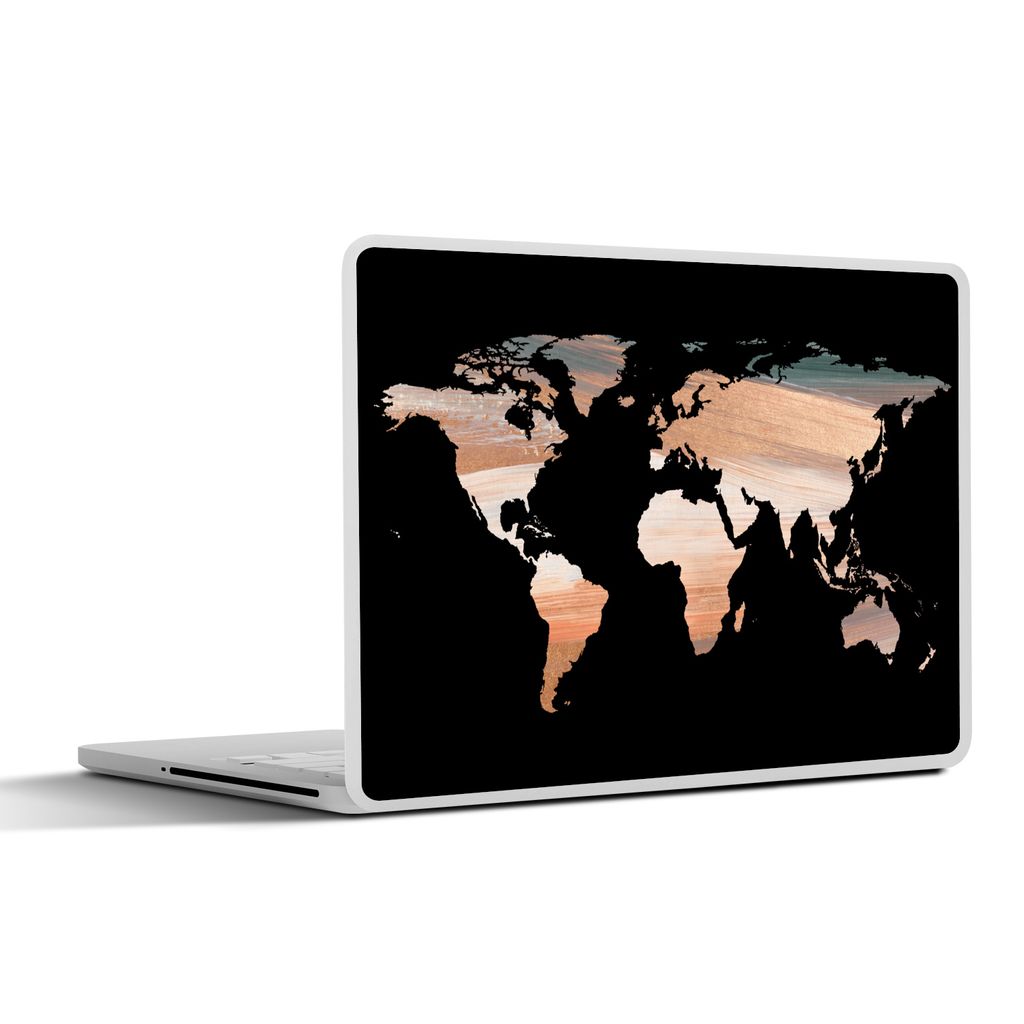 MuchoWow Laptop Aufkleber Sticker Cover Weltkarte - Farbe - Kupfer 31x22.5 cm - Laptop-Deko