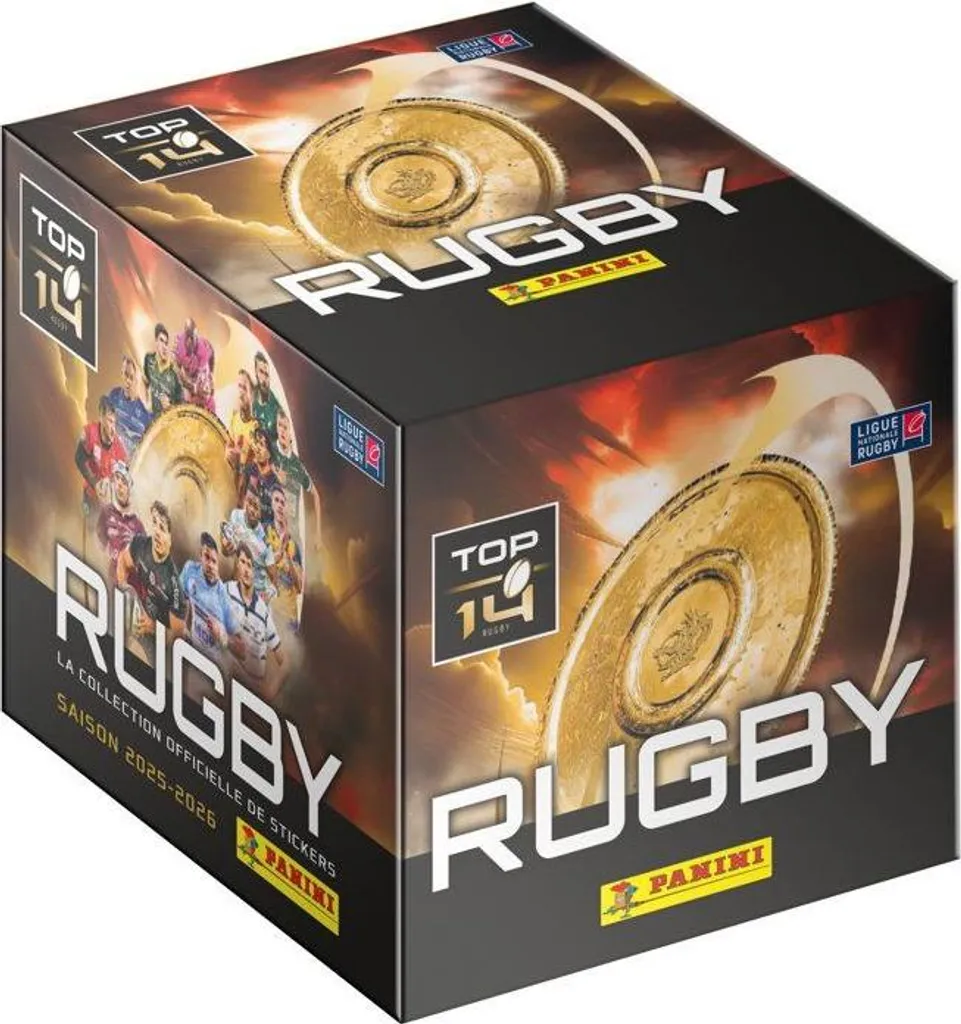 Scatola di figurine PANINI Rugby Top 14 2025/2026, 50 bustine, 250 figurine in totale
