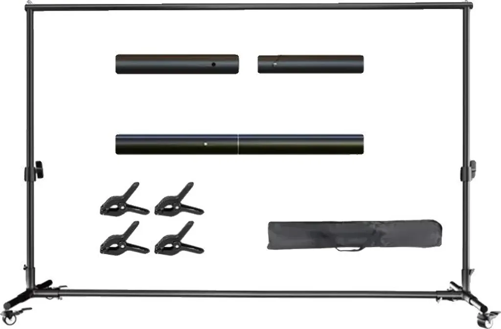 Support de fond 2x3M robuste en aluminium avec barres ajustables noires