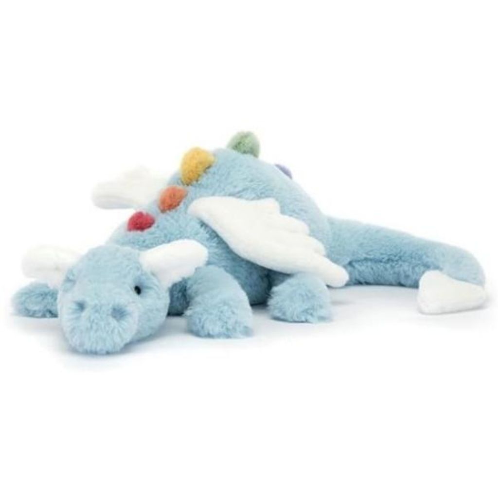 Plüsch Drache 50 cm – Kawaii Körperkissen – lustiges Dekokissen als Bettkissen – weiches Tierkissen – blau – zum Kuscheln & Entspannen