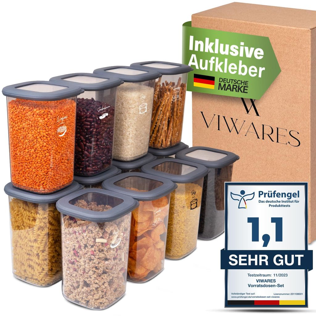 Viwares Vorratsdosen mit Deckel Luftdicht, 12er Vorratsbehälter Set BPA-Frei, Vorratsdose zur Müsli Mehl Aufbewahrung Küche, Praktische Organize...