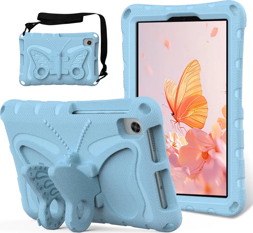Custodia per bambini per Huawei MatePad T8 8.0" 2020, custodia leggera in EVA antiurto con tracolla e supporto a farfalla Azzurro