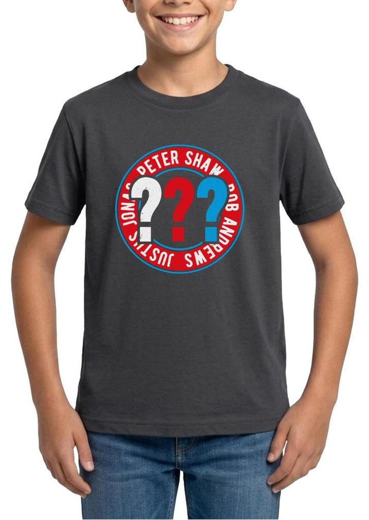 Spreadshirt Die Drei Fragezeichen Kids Logo Kreis Teenager T-Shirt, 152/164 (12-14 Jahre), Dunkelgrau