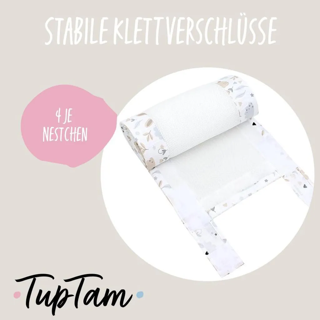 TupTam Barrière de Lit Bébé 3D Mesh 2 Pièces 128x30cm pour Lit 140x70