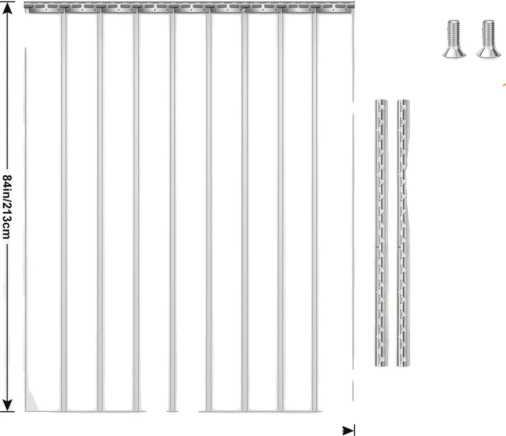 Rideau anti-bruit et froid en PVC transparent - Kit de 9 bandes 121cm