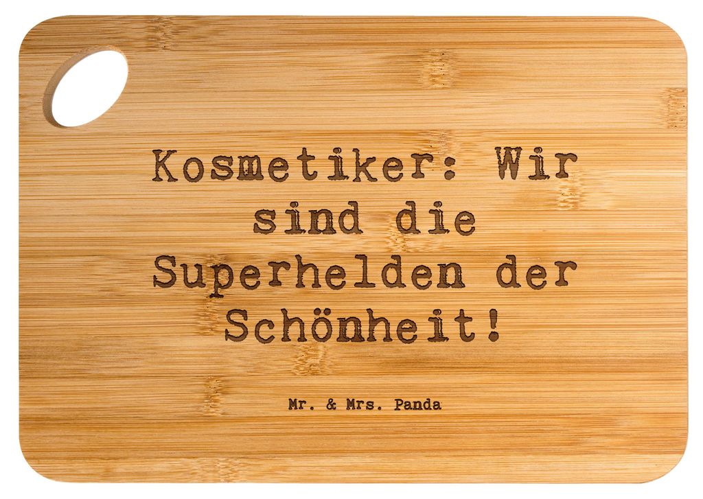 Mr. & Mrs. Panda Hackbrett Spruch Kosmetiker Helden - Transparent - Geschenk, Brett, Beauty-Profis, jausenbrett, Beruf, Holzbrett, Geschenke für B...