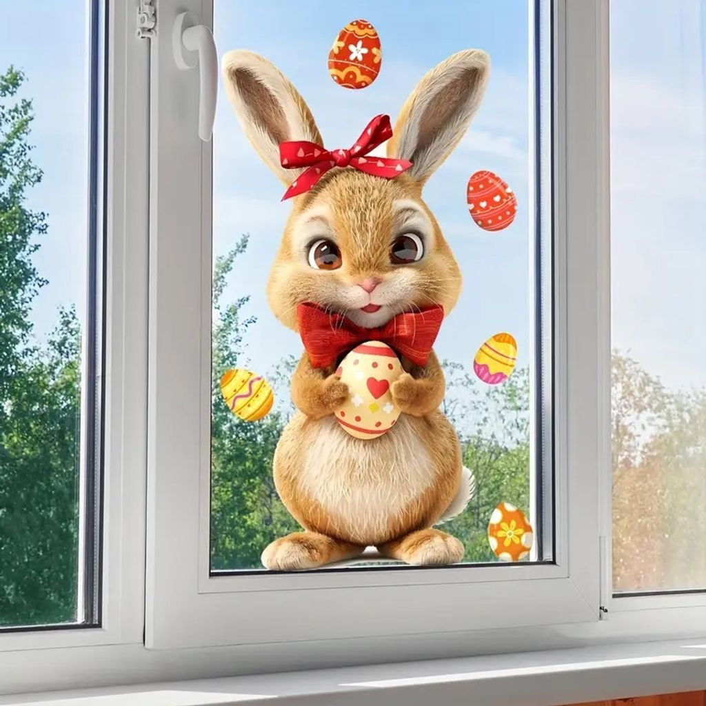 GKA Fensterbild Osterhase mit Ostereier 30 cm Produktbild 