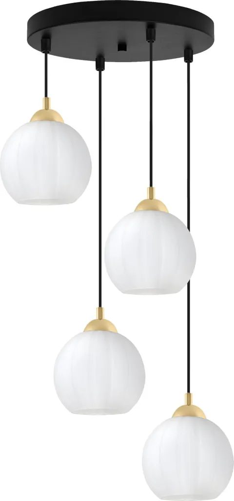 Suspension Costa noir et or E27 OW à 4 ampoules boules blanches