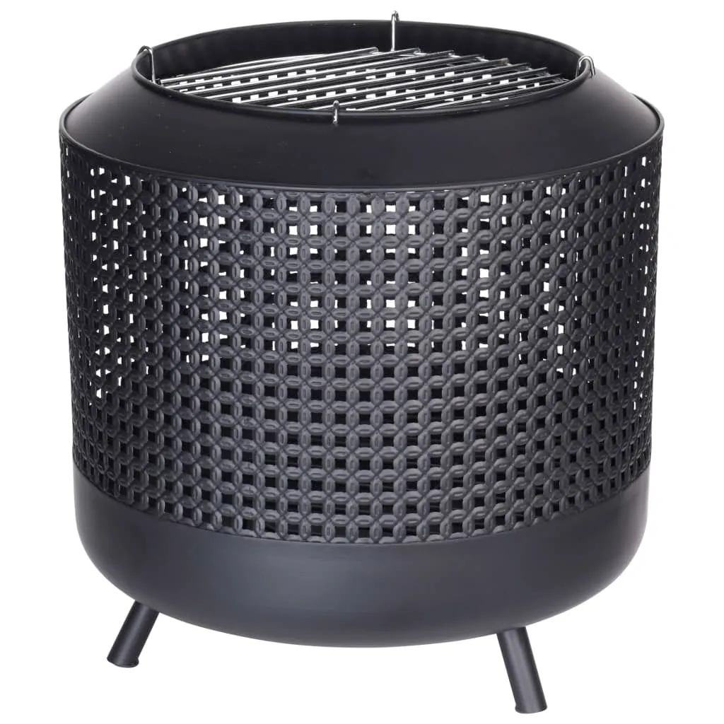 ProGarden Corbeille à feu 50x51 cm avec grille en métal noir robuste