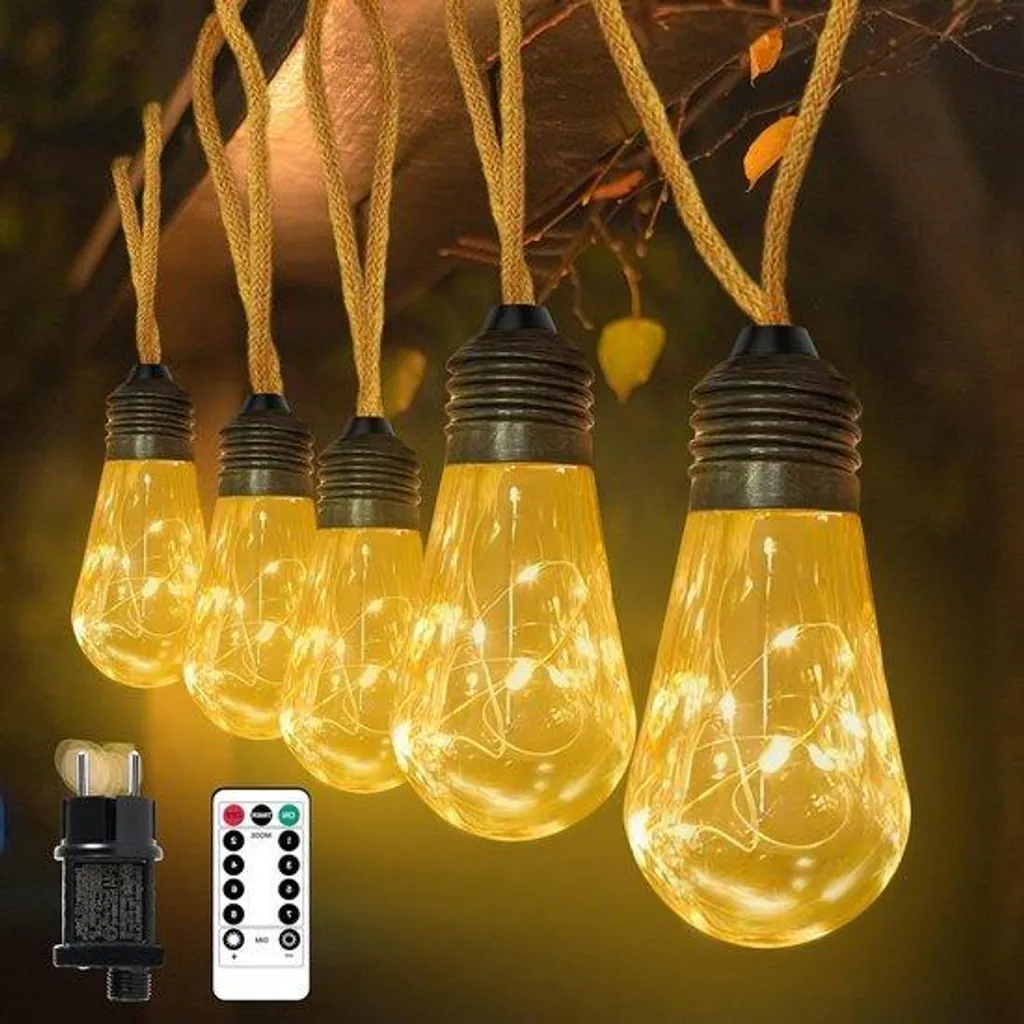 Décoration lumineuse pour jardin et mariage : guirlande LED vintage 7m corde