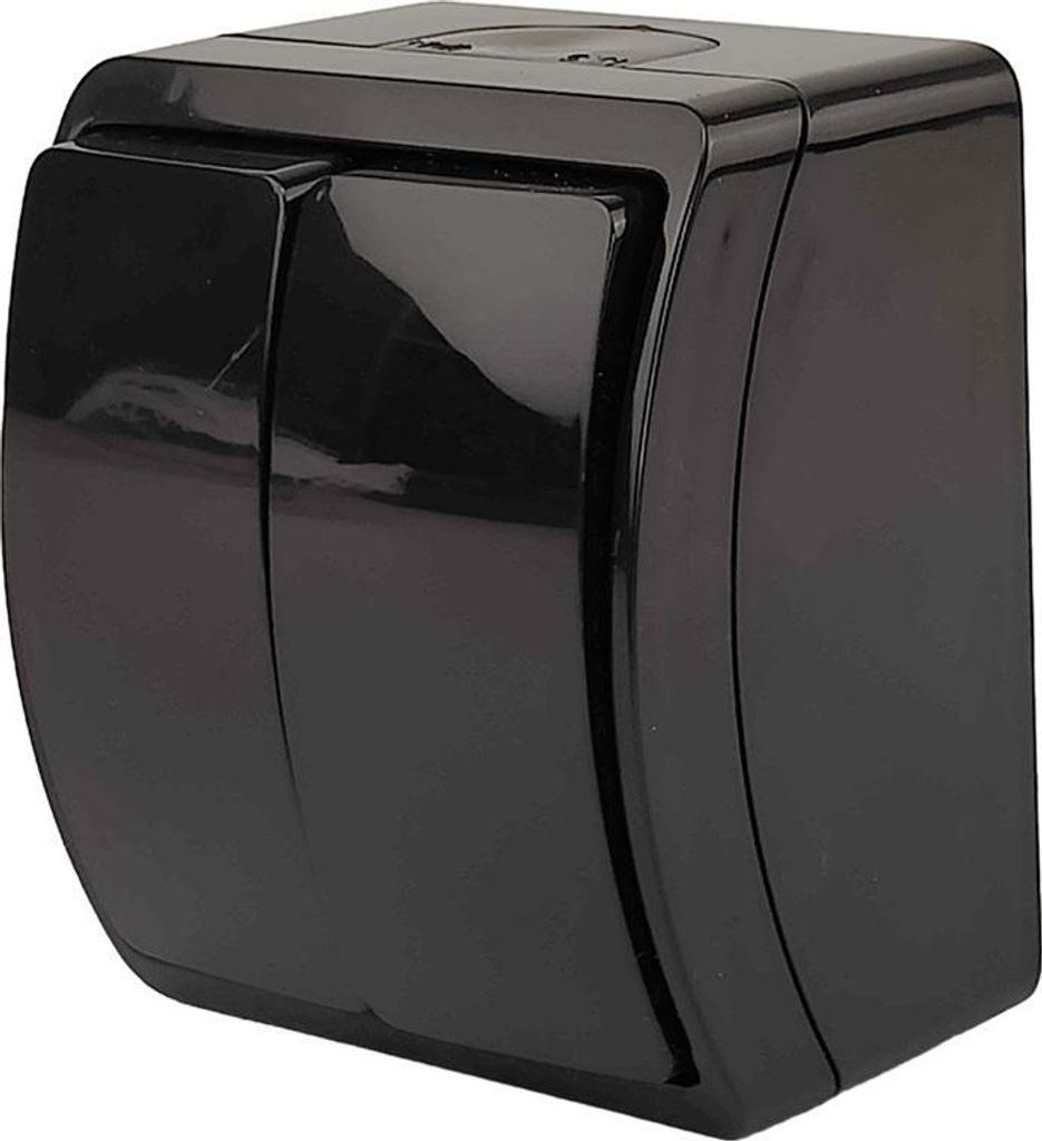 Spritzwassergeschützter Doppel-Schalter (Serienschalter), schwarz, IP44 KOALA 152-05 ViPlast