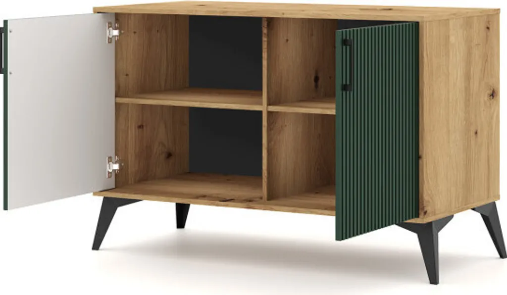 Commode buffet LUGO chêne vert avec rangements - Meuble de salon chic - 2