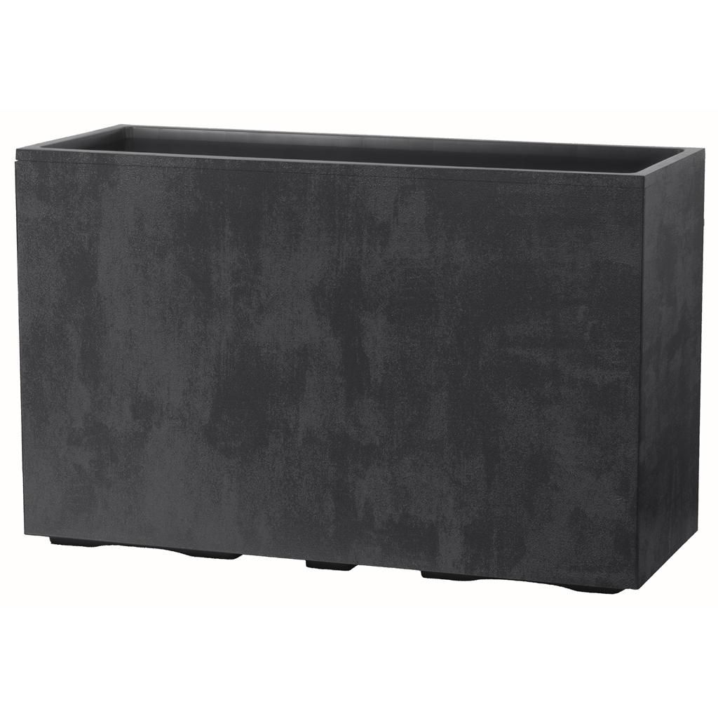 Kreher XXL Sichtschutz Pflanzkasten hoch 93L - 98x38,5x62 cm - doppelwandig & rollbar, mit Entwässerungsstopfen - Naturstein Optik, Anthrazit