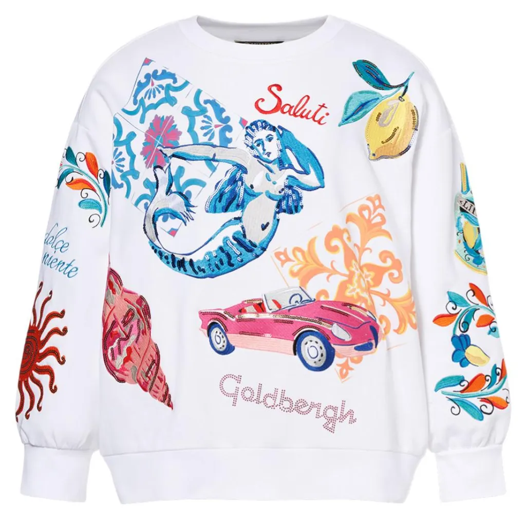 Pull de ski femme blanc XS Goldbergh Seraphina pour l'après-ski